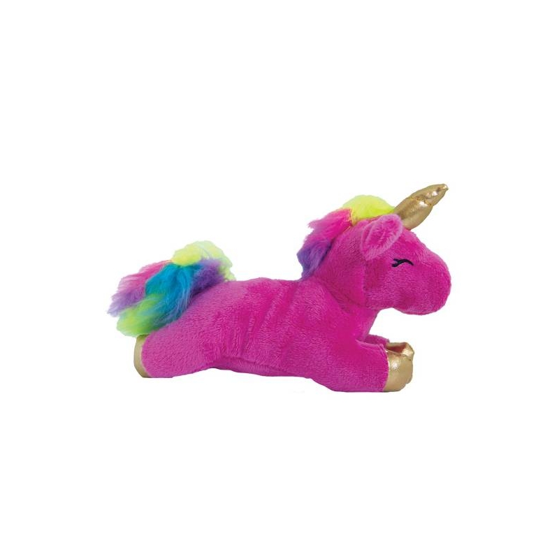 Peluche sonore Licorne rose / corne et pattes or